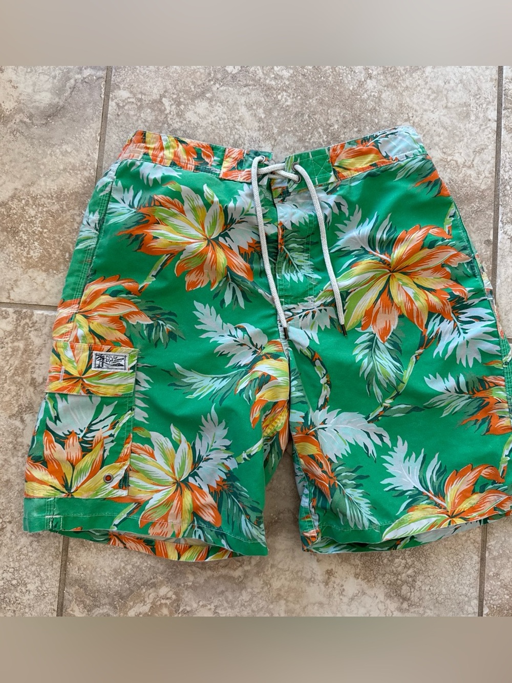 Men's Green Floral Swim Trunks